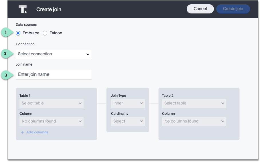 The create join page