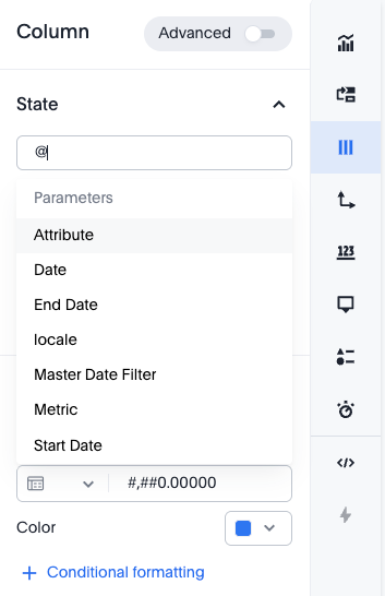 Chart parameters