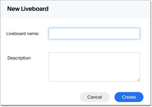 New Liveboard dialog box