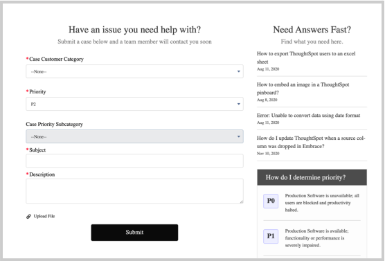 Community submit case form