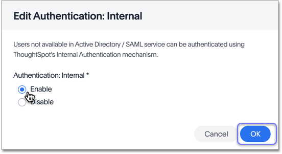 Select enable or disable