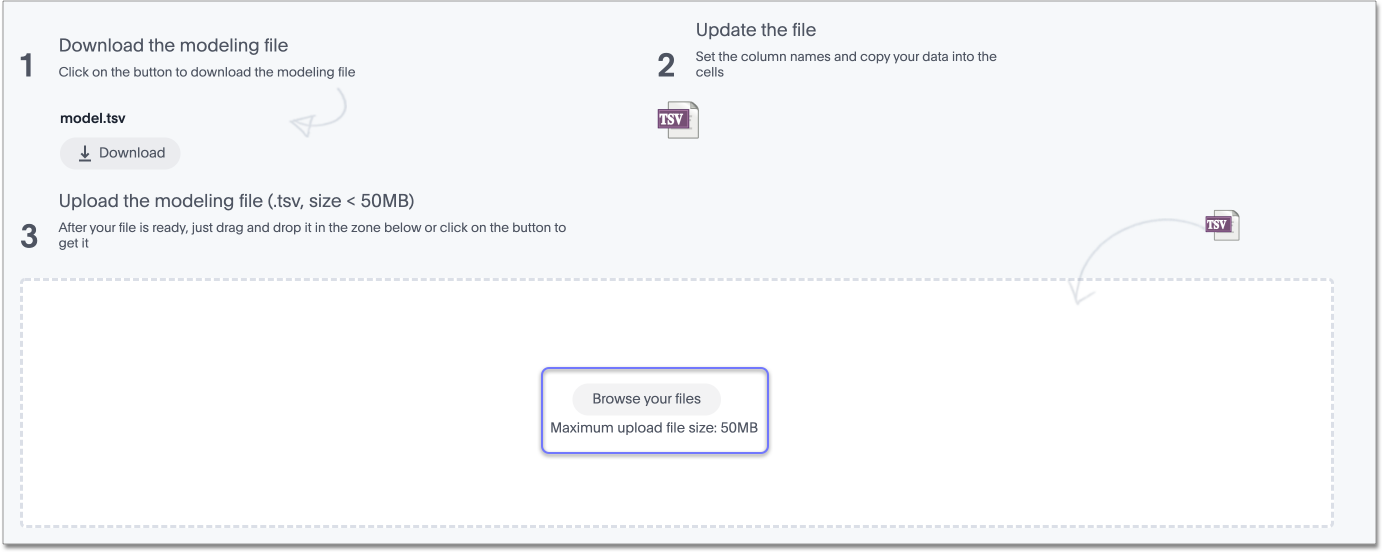 Data > Utilities > Upload model files > Browse your files