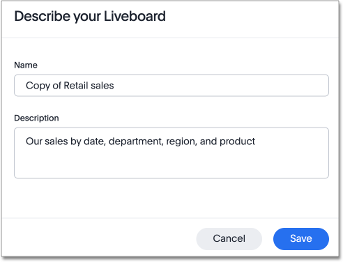 Describe your Liveboard modal