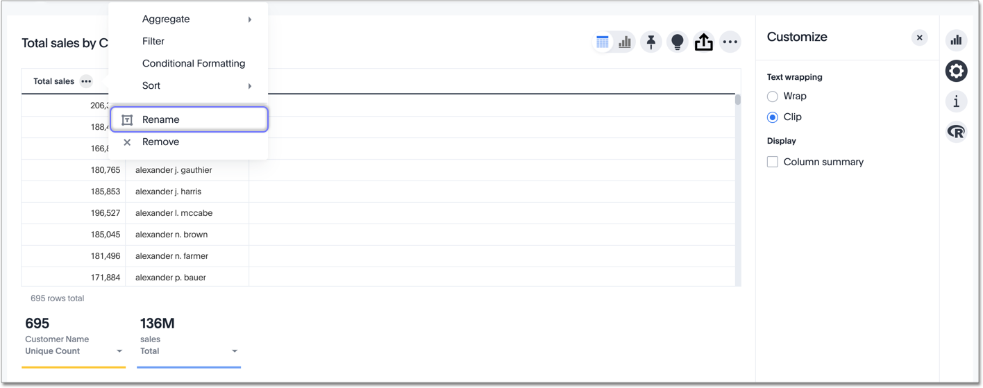 Rename table column