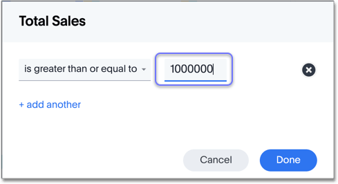 Set filter numerical limit