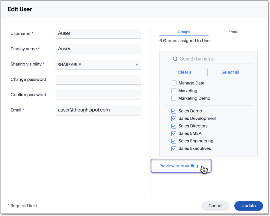 Preview onboarding experience