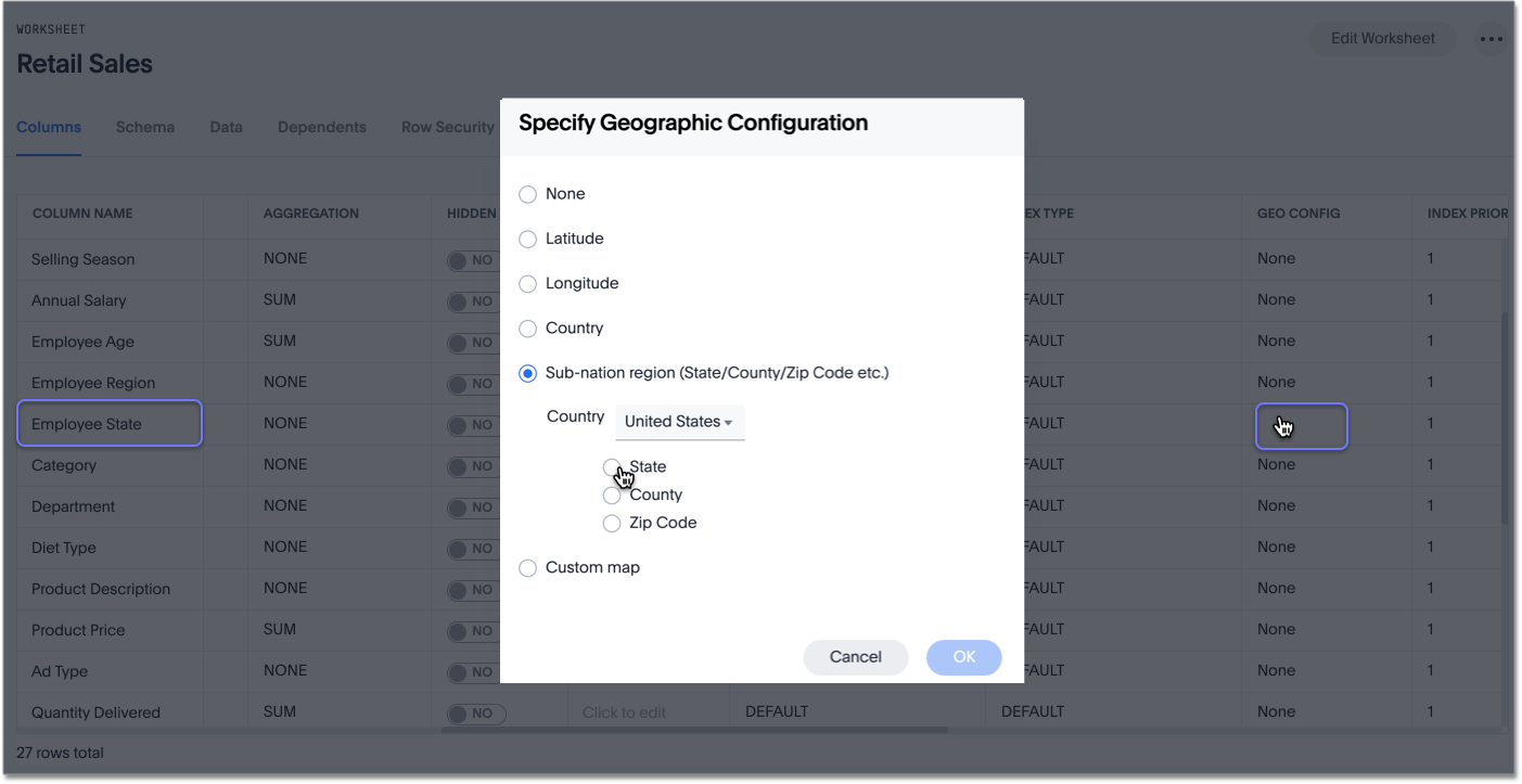 Configure geo data