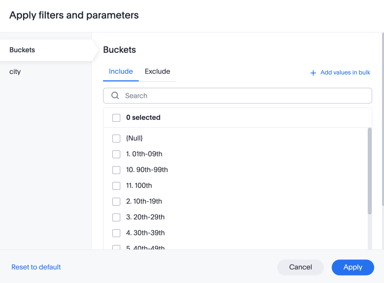 Aggregated filter modal