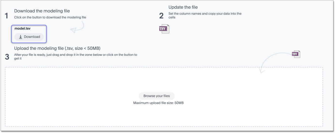 Data > Utilities > Upload model files > Download