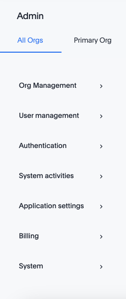 Org admin console for the cluster administrator