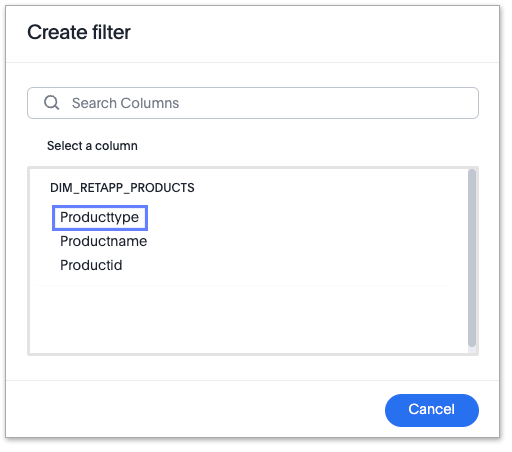 Filter a column